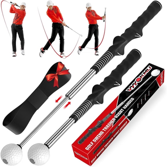 Tempo Stick Golf for Right Hand, Retractable Golf Swing Aid with Arm Band, Telescopic Club Indoor & Outdoor Practice Warm-Up Golf Swing Trainer for Golfer Beginner Men Woman Golf