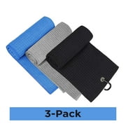 Tempo Town Golf 3 Pack Tri-Fold Premium Microfiber Waffle Pattern Golf Towels, 12"x20"