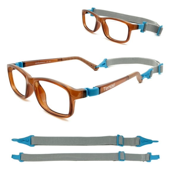Tempo Ultra: 300315 Unbreakable Kids Glasses with Headstrap Age 5-8Yr | Chocolate