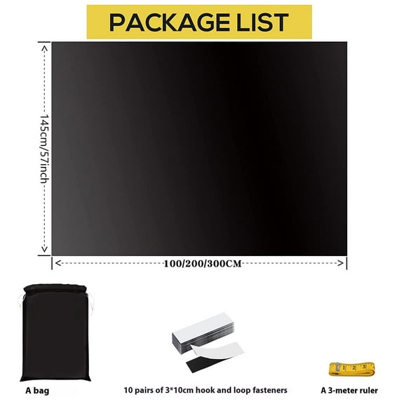 Temporary Blackout Blind Blackout Curtain Removable Light Blocking Window Cloth DIY Total Glass Privacy Window Shades Non-Perforated Window Sticker(200cm x 145cm)