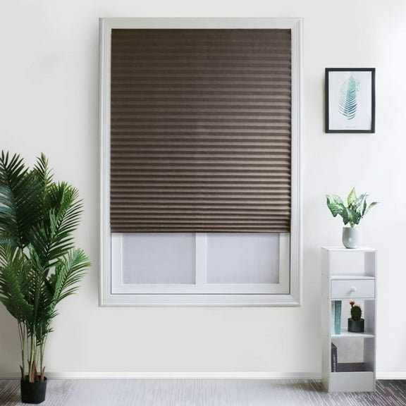 Temporary Blackout Blinds for Window, Self Adhesive Pleated Blinds Cordless No Drill Fabric Blinds Room Darkening Shades for Bathroom Kitchen Office