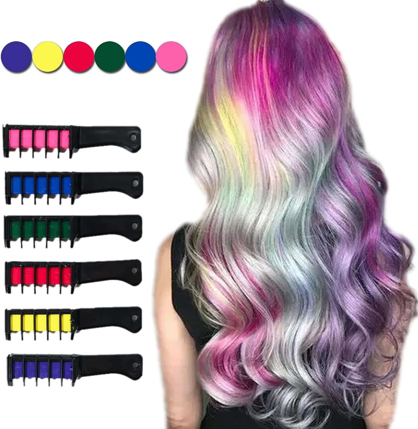 Temporary Hair Chalk CombNon Toxic Washable Hair Color Comb for Hair