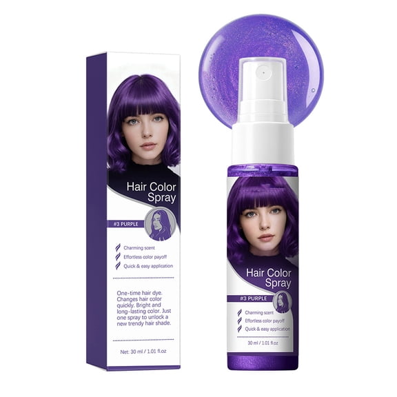 Temporary Hair Color Spray 30ml - One Time Use Washable Hair Color Mist with Glitter Shiny Finish - Fast Drying Non-Sticky Hair Coloring for Parties Costumes Halloween Festivals