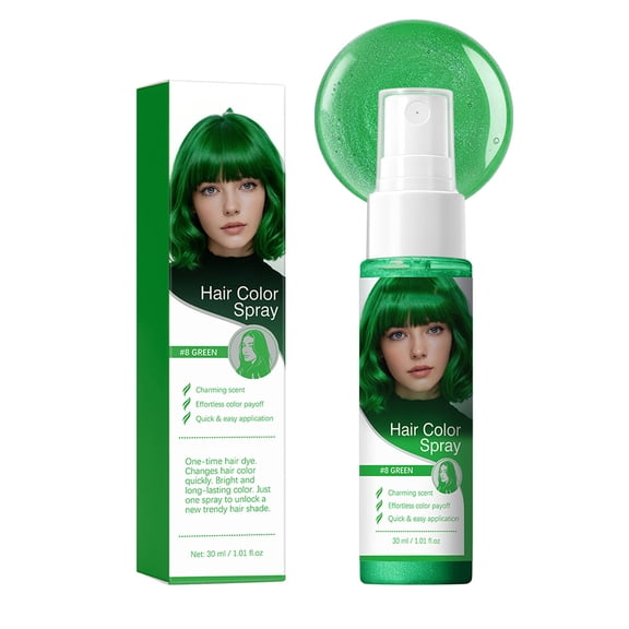 Temporary Hair Color Spray 30ml - One Time Use Washable Hair Color Mist with Glitter Shiny Finish - Fast Drying Non-Sticky Hair Coloring for Parties Costumes Halloween Festivals