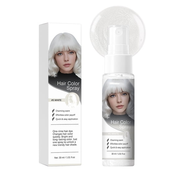 Temporary Hair Color Spray 30ml - One Time Use Washable Hair Color Mist with Glitter Shiny Finish - Fast Drying Non-Sticky Hair Coloring for Parties Costumes Halloween Festivals