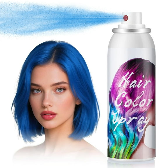 Temporary Hair Color Spray For Kids Women Men, Blue 1-Day Hair Color Dye Spray, Fast Dyeing Washable Hair Dye for Cosplay Party DIY Christmas Halloween (Blue, 3.4Oz)