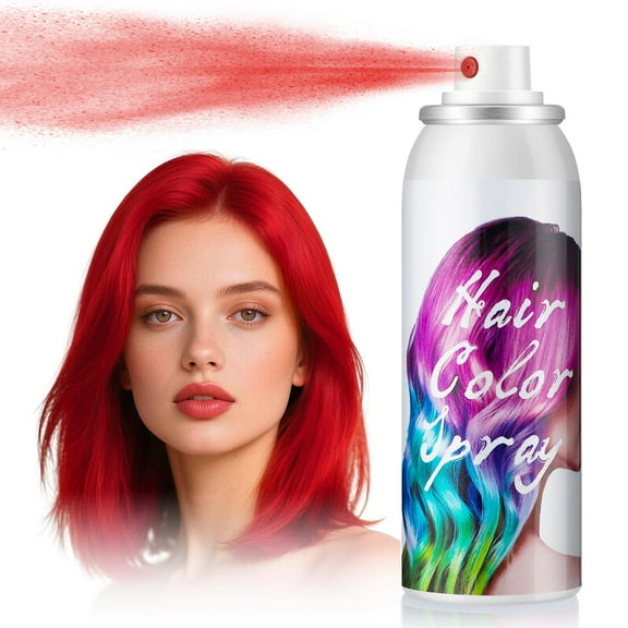 Temporary Hair Color Spray, Red One-Time Use Hair Dye Spray Washable Hair Wax Non-Sticky, Natural Hair Color Wax for Cosplay Party DIY Christmas Halloween Kids Women Men(Red, 3.4Oz)
