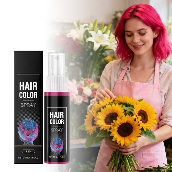 Temporary Hair Color Spray, Washable Disposable Natural Hair Spray, One-time Use Temporary Hair Dye, Temporary Hair Spray for All Hair Types, Washable Hair Color Spray, 1 Fl Oz (Red)