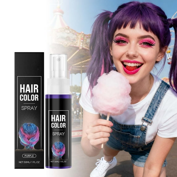 Temporary Hair Color Spray, Washable Disposable Natural Hair Spray, One-time Use Temporary Hair Dye, Temporary Hair Spray for All Hair Types, Washable Hair Color Spray, 1 Fl Oz (Purple)