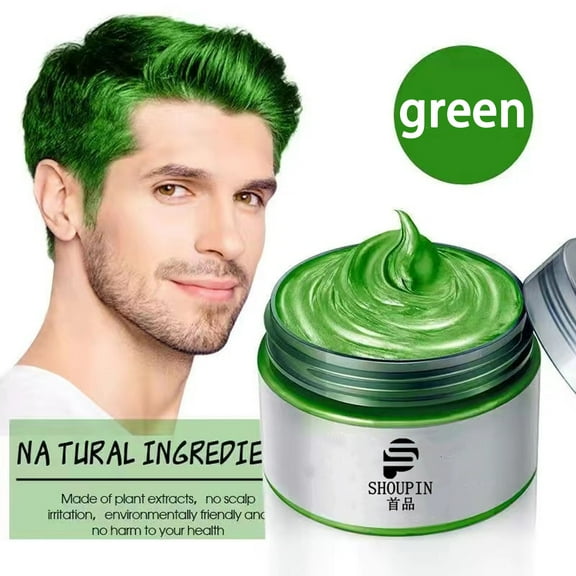 Temporary Hair Color Wax, Hair Color Dye Washable Hair Styling Mud for Men Women Great for Party, Halloween, Holidays (Green)