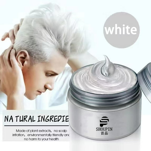 Temporary Hair Color Wax, Hair Color Dye Washable Hair Styling Mud for Men Women Great for Party, Halloween, Holidays (White)