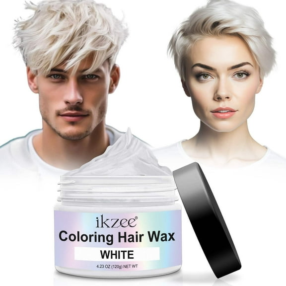 Temporary Hair Color Wax,Natural Hairstyle Cream Professional Coloring Mud for Men Women Kids Party Cosplay Date - White