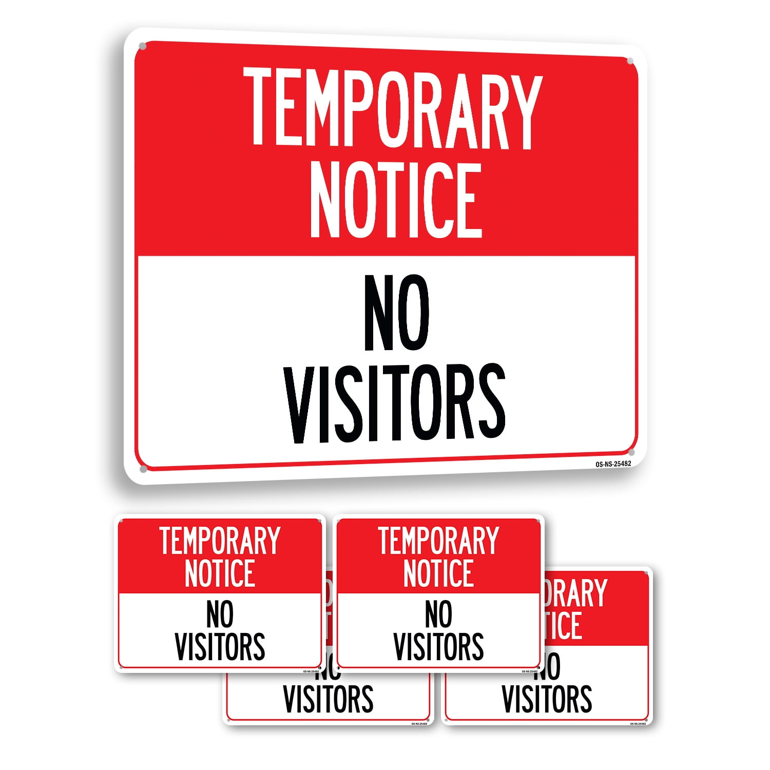 Temporary Notice No Visitors Public Safety Rigid Plastic Sign 18 Inch x ...