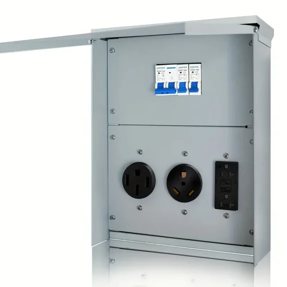 Temporary Power Outlet Panel, RV Base Electrical Panel, (20+30+50) Amps ...