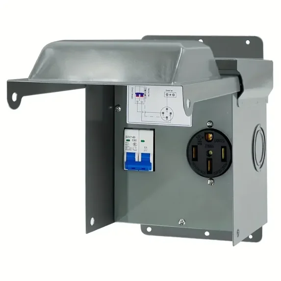 Temporary Power Outlet Panel, RV Base Electrical Panel, (20+30+50) Amps ...