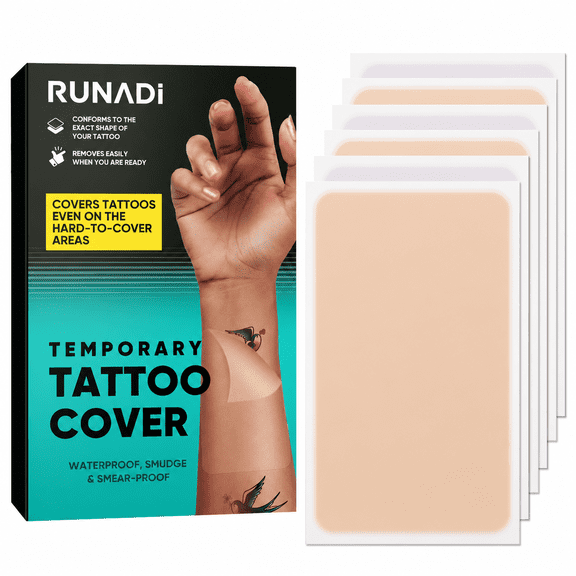Temporary Tattoo Cover Up Patches - Waterproof & Sweatproof Skin Tone Concealing Stickers for Tattoos, Blemishes & Daily Occasions