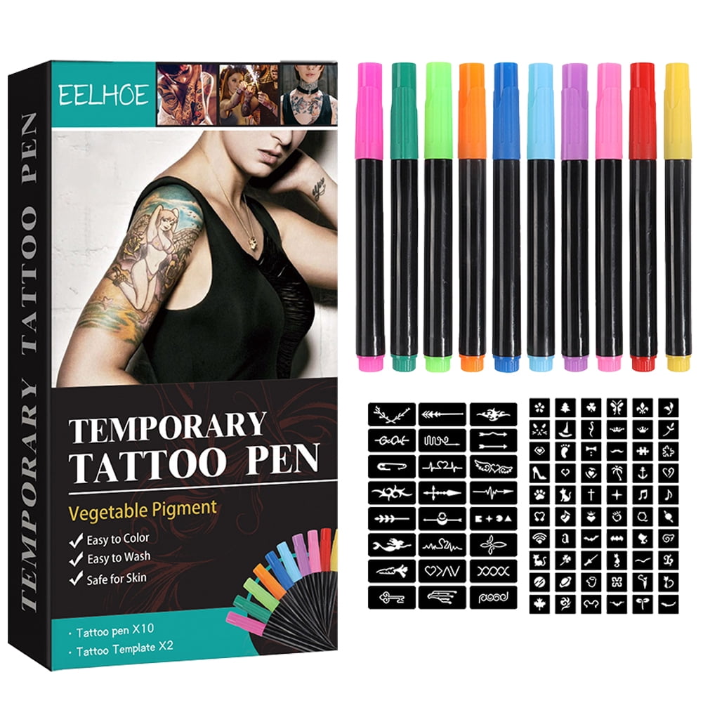 Looney Zoo'sTemporary Tattoo Markers - 4 Pack + Stencils