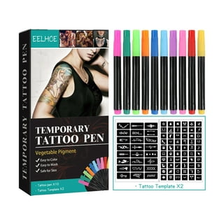 Ponhey Temporary Tattoo Markers, 10 Body Markers + 201 Large Tattoo  Stencils for Kids and Adults