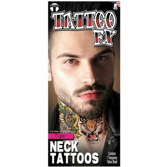 Tinsley DFNT005 Tinsley Transfers Neck Tattoo Tiger Temporary Tattoos
