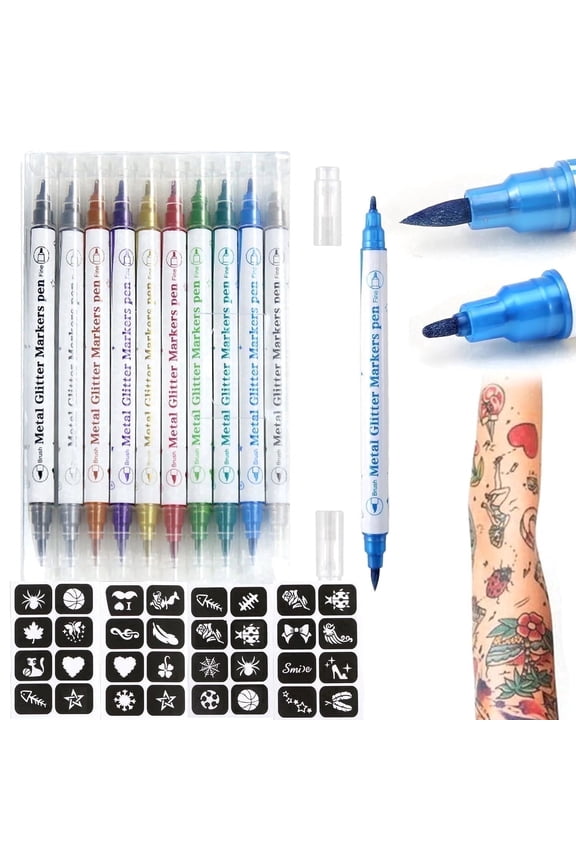 Temporary Tattoo Pens with Tattoo Stencils for Kids and Adults, Fake Tattoos Kit,Face Body Tattoo Paint Markers for Men Women Teen Girls Trendy Stuff, Gifts for Teenage Boys Kids Or Adult
