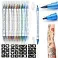 thumbnail image 1 of Temporary Tattoo Pens with Tattoo Stencils for Kids and Adults, Fake Tattoos Kit,Face Body Tattoo Paint Markers for Men Women Teen Girls Trendy Stuff, Gifts for Teenage Boys Kids Or Adult, 1 of 8