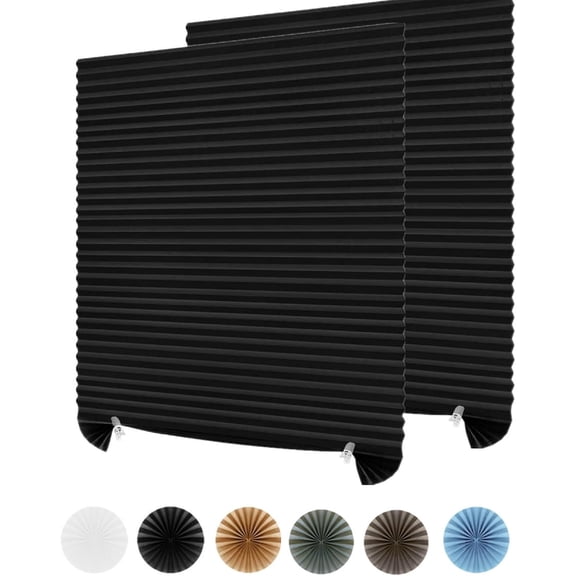 Temporary Window Blinds Cordless, Self Adhesive Pleated Paper Blinds Window Shades Blackout Blinds for Windows Doors Non-Woven Fabric No Drill Blinds Easy to Cut and Install