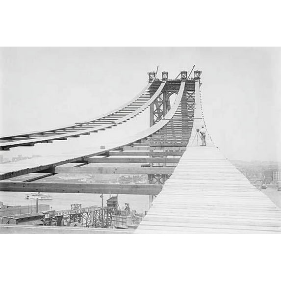 Temporary foot path atop Manhattan Bridge, New York Poster Print (24 x 36)