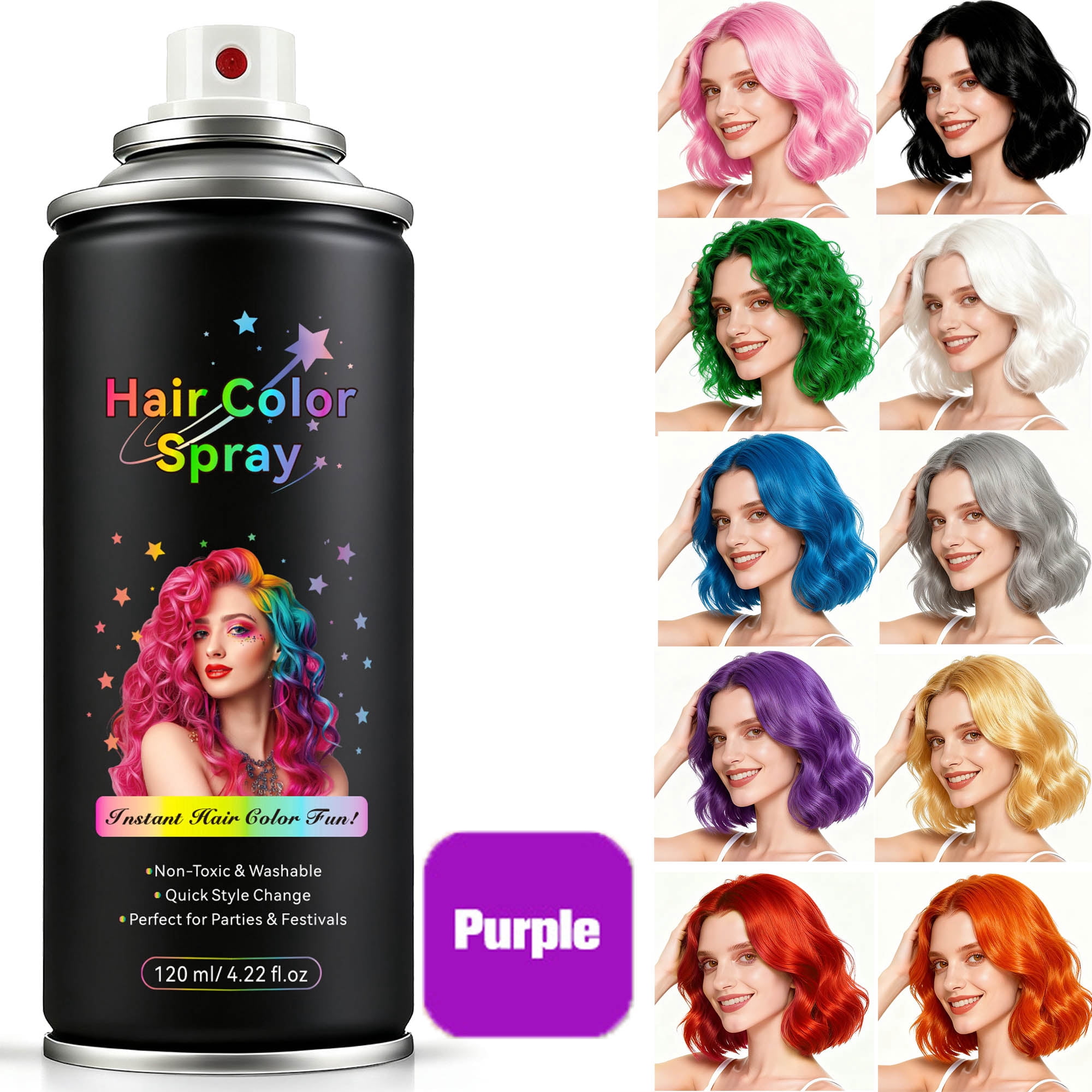 Temporay Hair Color Spray, Purple - Instant Hair Color Dye, Washable Hair Dye Spray for Women Men Kids Party DIY Cosplay ,120ml/4.22floz