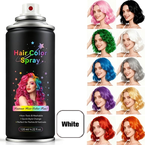 Temporay Hair Color Spray, White - Instant Hair Color Dye, Washable Hair Dye Spray for Women Men Kids Party DIY Cosplay ,120ml/4.22floz