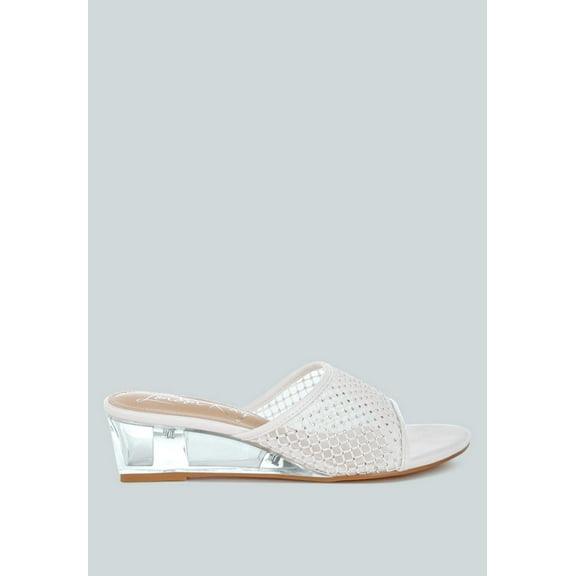 Tempra Mesh Clear Heel Wedge Sandals