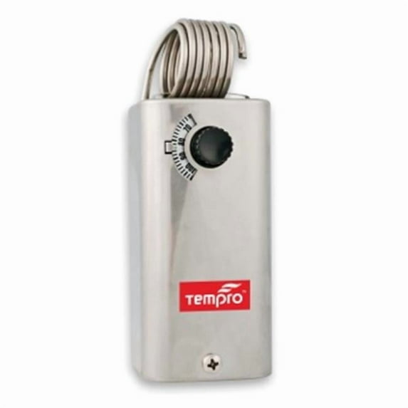 Tempro Line Voltage 30 to 110 Degree F Fixed Bulb Steel Housing SPST Thermostat