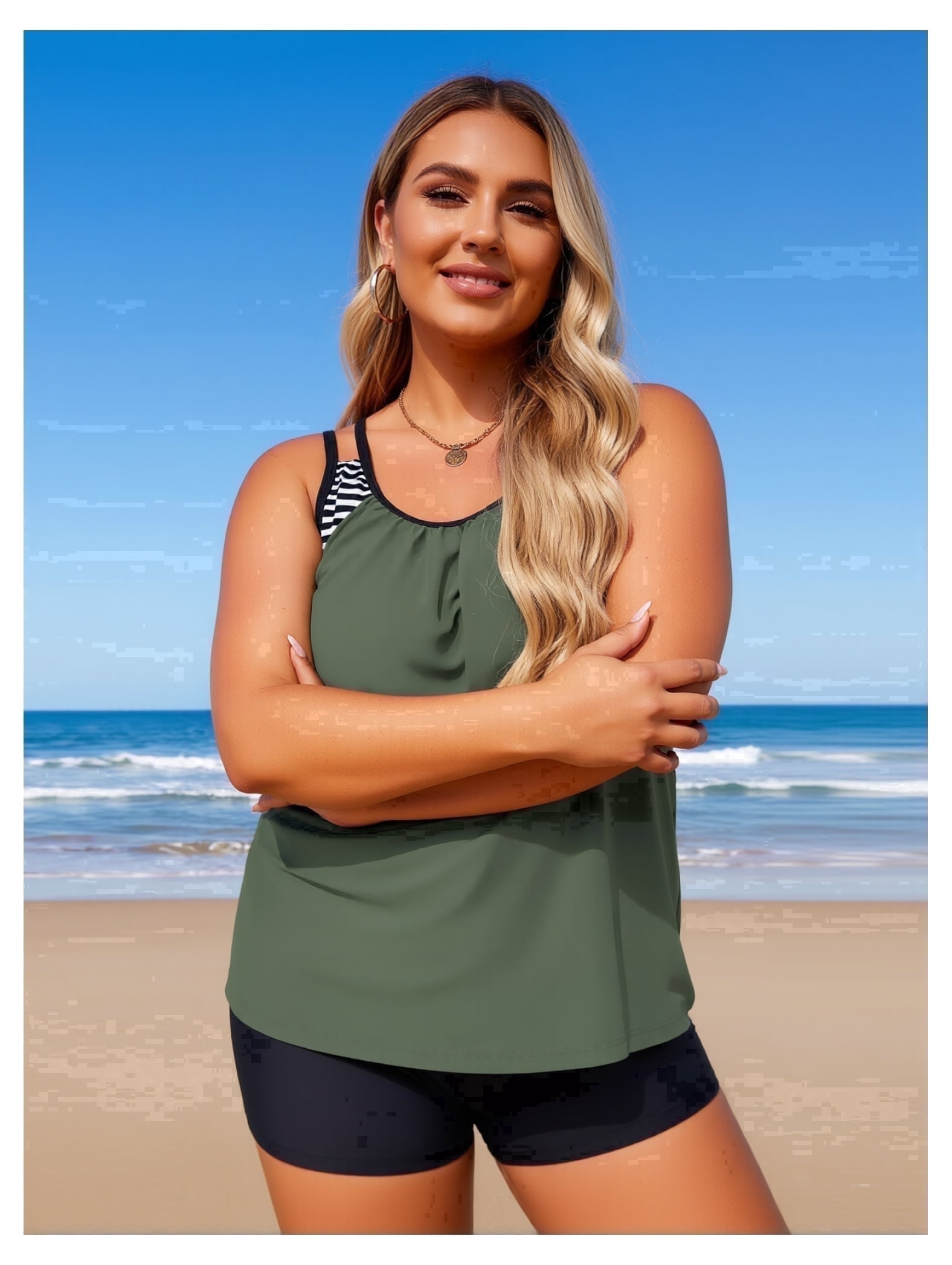 Women Plus Size Tankini Swimsuits - Two Piece Tummy Control Bathing Suits with Shorts 2026 Swimwear