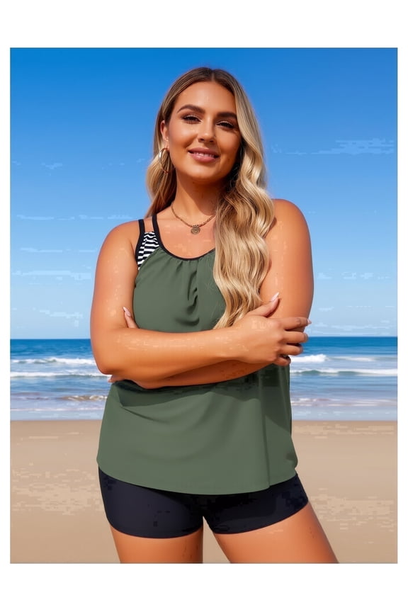 Women Plus Size Tankini Swimsuits - Two Piece Tummy Control Bathing Suits with Shorts 2026 Swimwear