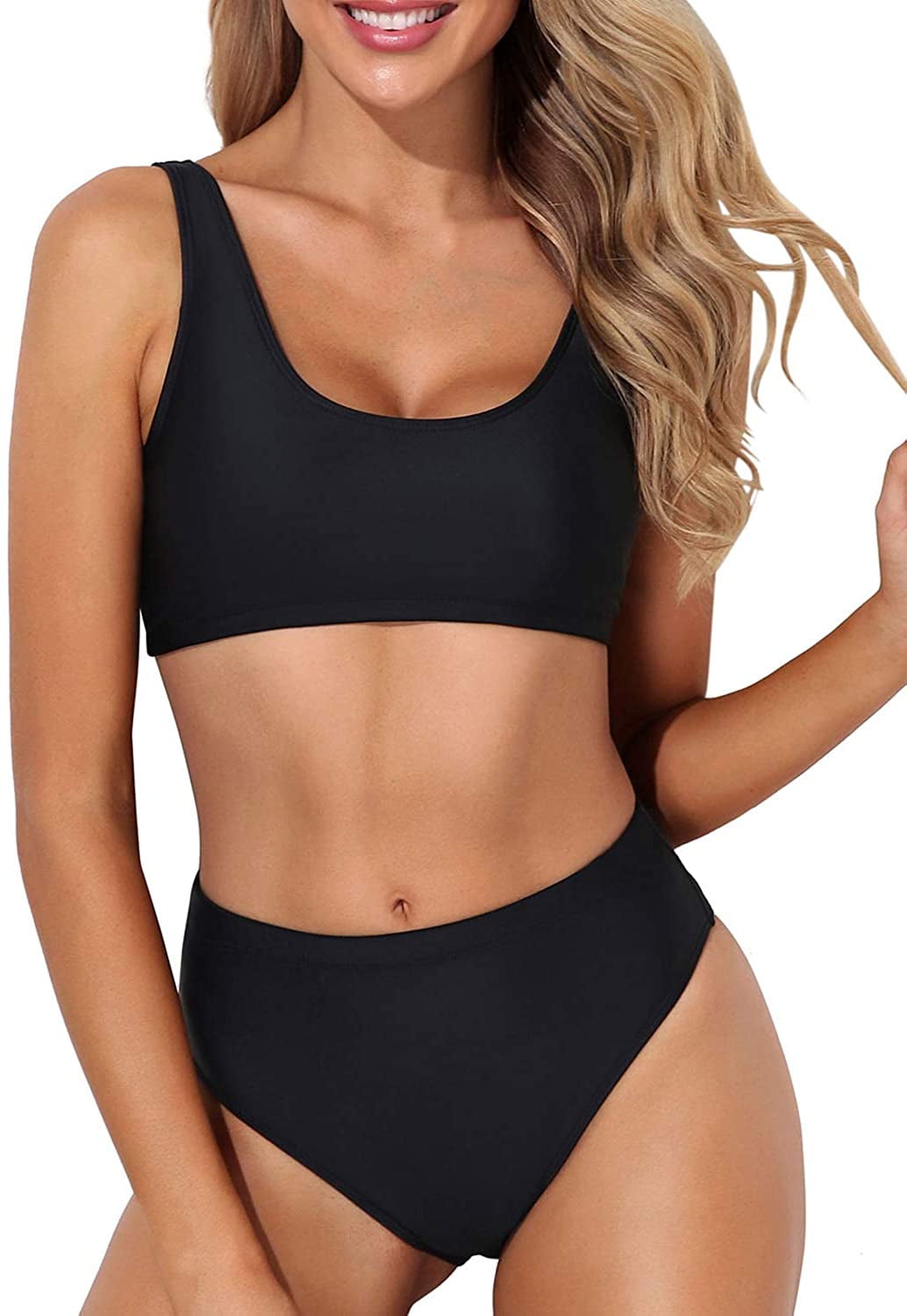  Tempt Me Women's High Waisted Swimsuit Bottom Black