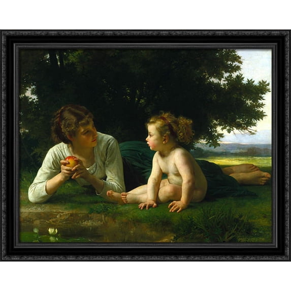 Temptation 36x28 Large Black Ornate Wood Framed Canvas Art by William Adolphe Bouguereau
