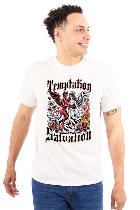 Temptation Salvation Devil Angel Plus Size Crewneck Graphic Tee Shirt Brisco Brands 3X