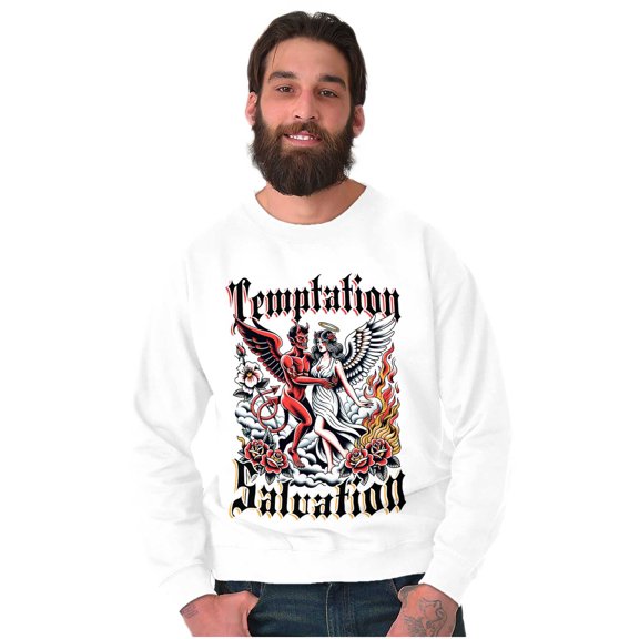 Temptation Salvation Devil Angel Unisex Plus Fleece Graphic Sweatshirt Brisco Brands 3X