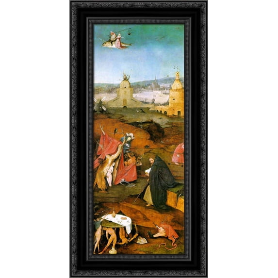 Temptation of St. Anthony, right wing of the triptych 14x24 Black Ornate Wood Framed Canvas Art by Bosch, Hieronymus