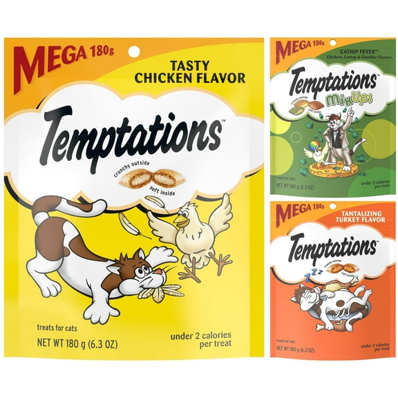 Temptations 6.3 oz Variety Pack: Catnip Fever + Tantalizing Turkey + Tasty Chicken