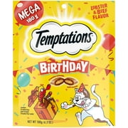 Temptations Birthday Lobster & Beef Flavor Crunchy & Soft Cat Treats, 6.3 Oz Pouch