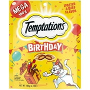 Temptations Birthday Lobster and Beef Flavor Crunchy Soft Treats for Cats, 6.3 oz Pouch