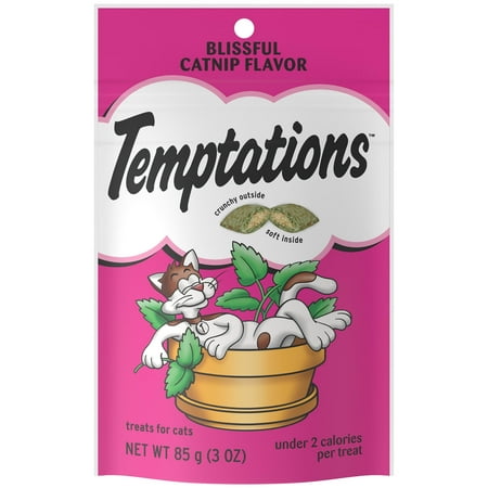 Temptations Blissful Catnip Flavor Crunchy Treats for Cats, 3 oz Pouch