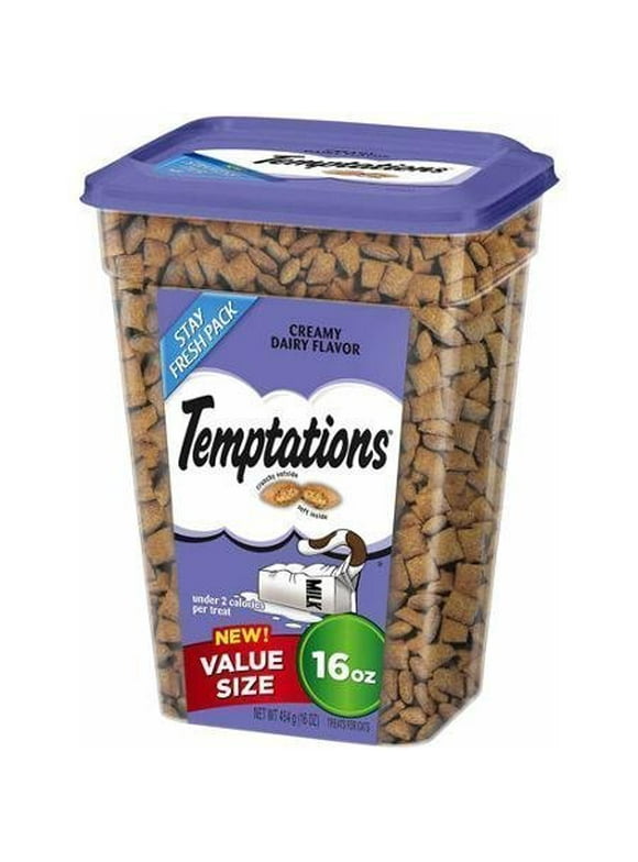 Temptations Classic Creamy Dairy Flavor Crunchy And Soft Treats For Cats, 16 Oz Tub