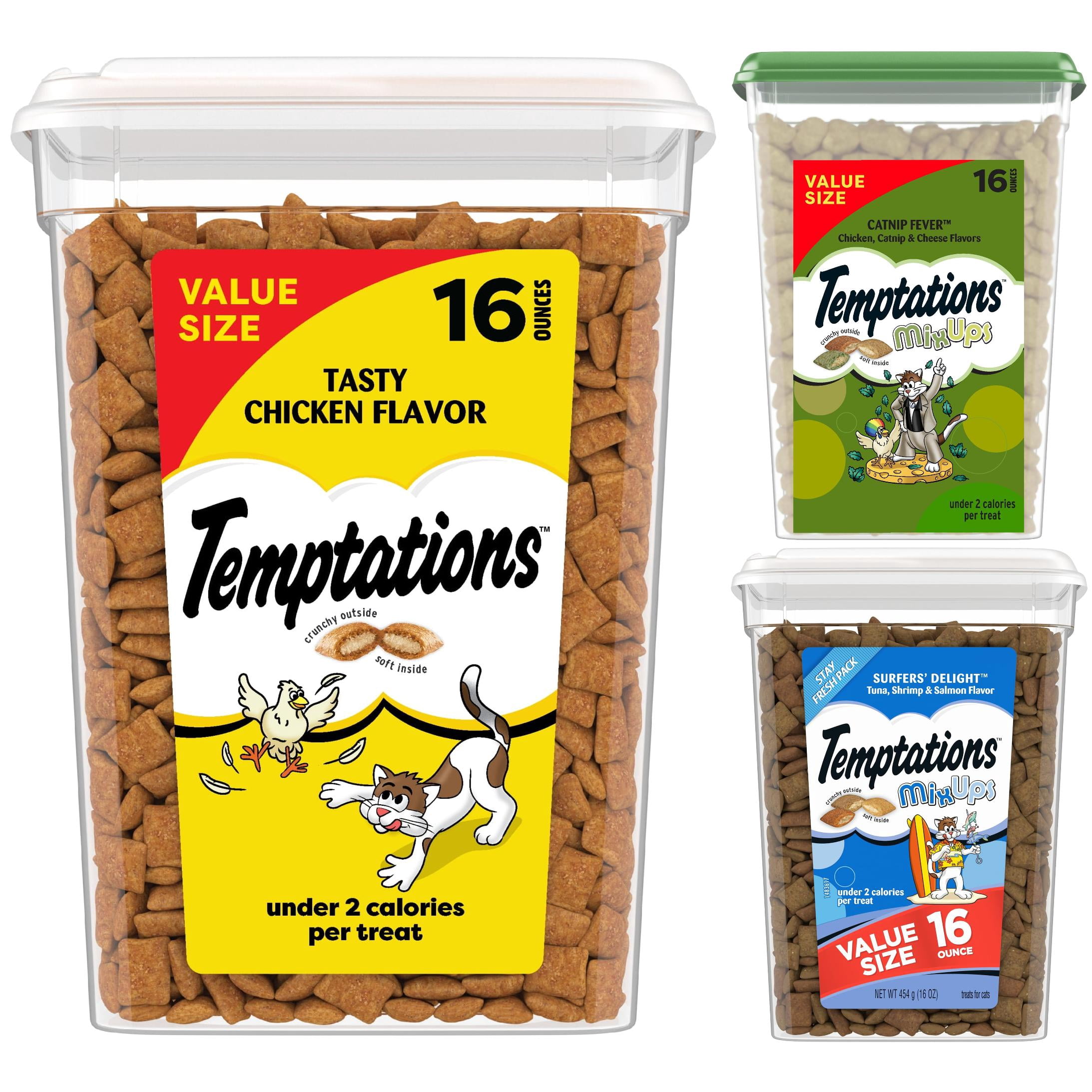 Temptations Cat Treats, Chicken, Catnip & Seafood, 16 oz, 3-pack
