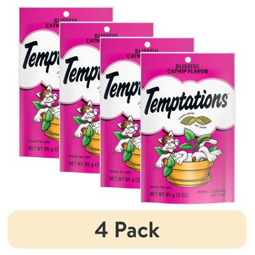 Temptations Classic Cat Treats Blissful Catnip Flavor - Crunchy & Soft, Less Than 2 Calories Each (3oz Pouch)