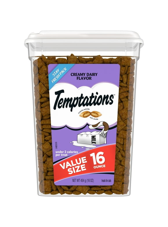 Temptations Classic Creamy Dairy Flavor Crunchy And Soft Treats For Cats, 16 Oz Tub