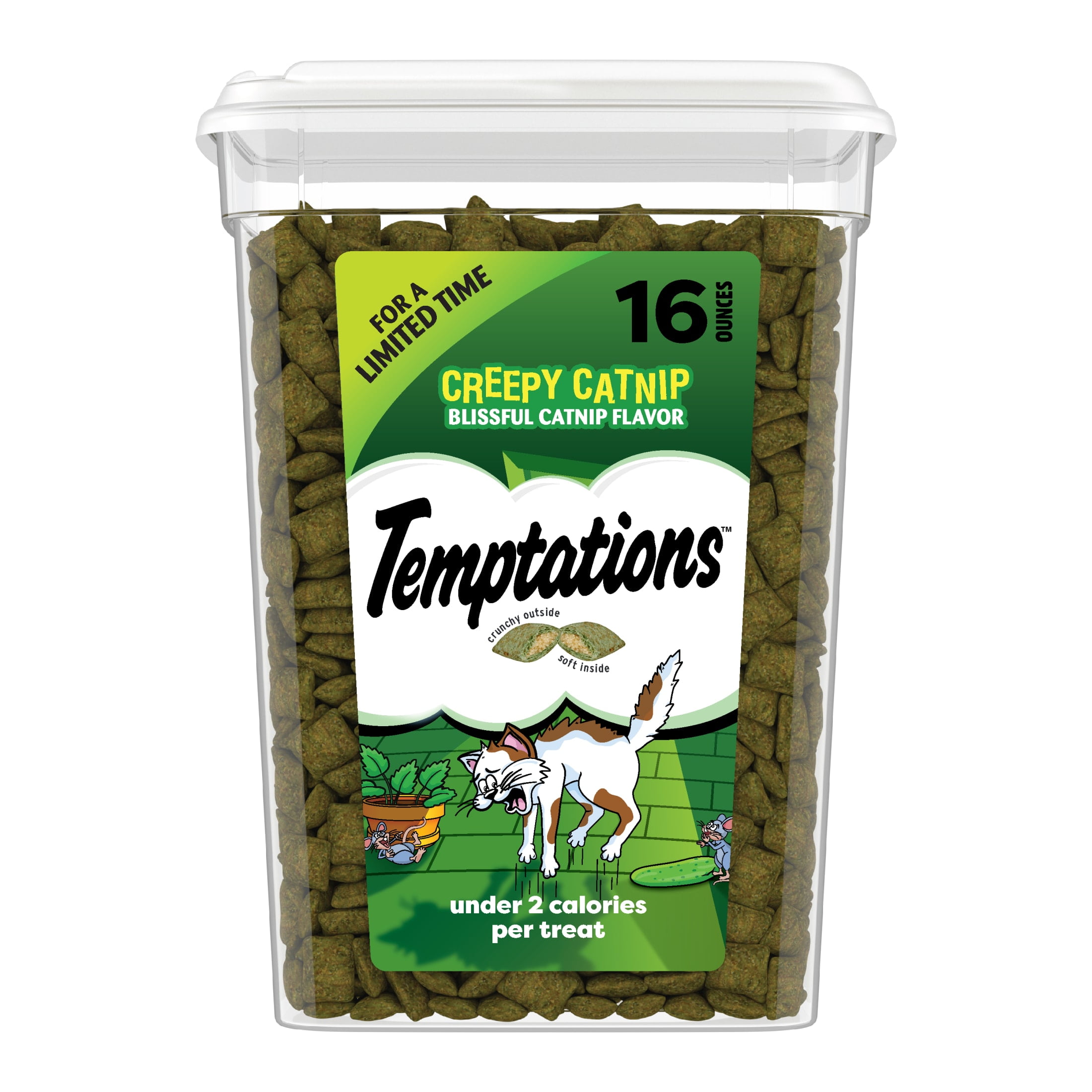 Temptations Classic Creepy Catnip Blissful Catnip Flavor Crunchy And Soft Treats For Cats, 16 Oz Tub
