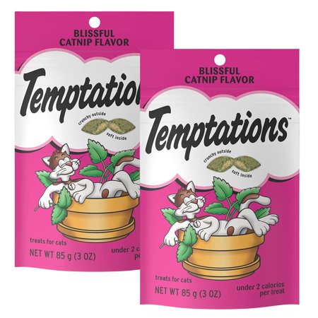 Temptations Classic Crunchy & Soft Cat Treats Blissful Catnip Flavor for Feline Pet Snacks Meal Food Topper Training Playing Reward Healthy Treats Control Tartar 3oz Resealable Pouch Pack of 2