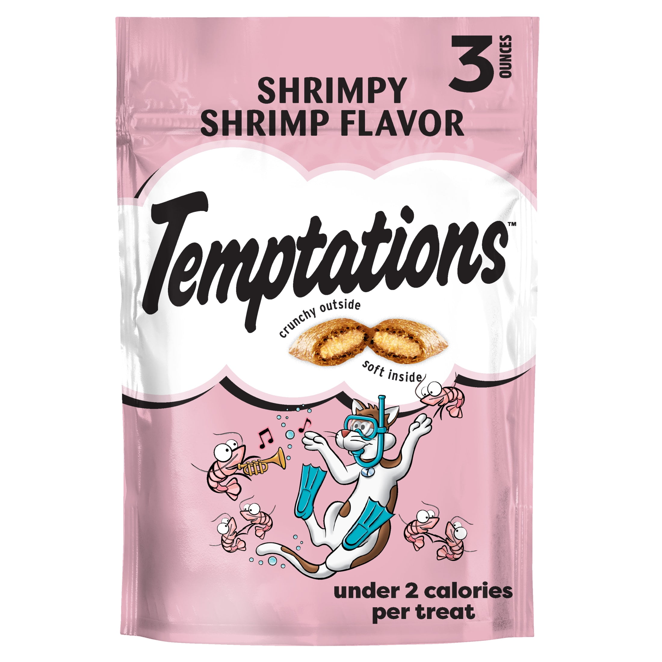 Temptations Classic Shrimpy Shrimp Flavor Crunchy And Soft Treats For Cats, 3 Oz Pouch