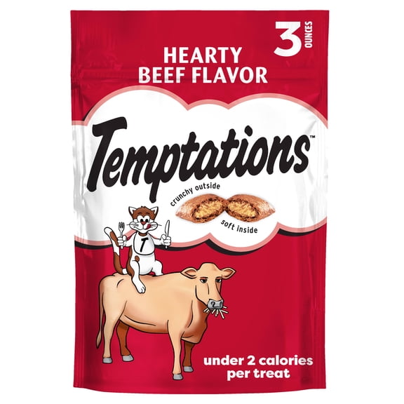 Temptations Classic Soft Cat Treats, Hearty Beef Flavor, 3 oz. Pouch (Pack of 12)
